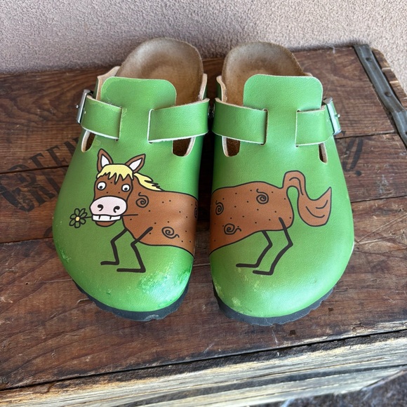 Birkenstock Shoes - Birkis by Birkenstock Woodby Green Horse Clog